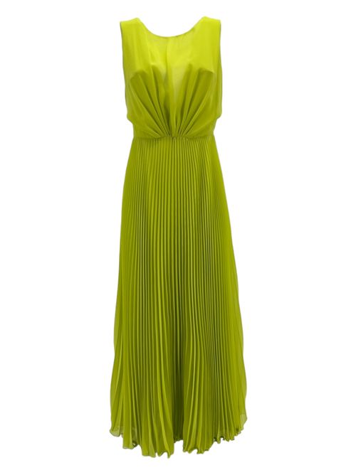 Women's dress in lime chiffon with pleated skirt Milva Mi | 5509175